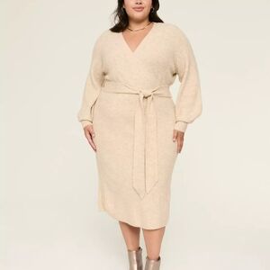 Faux-Wrap Sweater Midi Dress NWT
